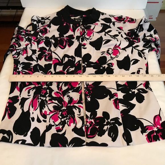 DANA KAY Open Front Cardigan Jacket Cotton Floral Black Pink Womens Plus Size 14 - Picture 14 of 16
